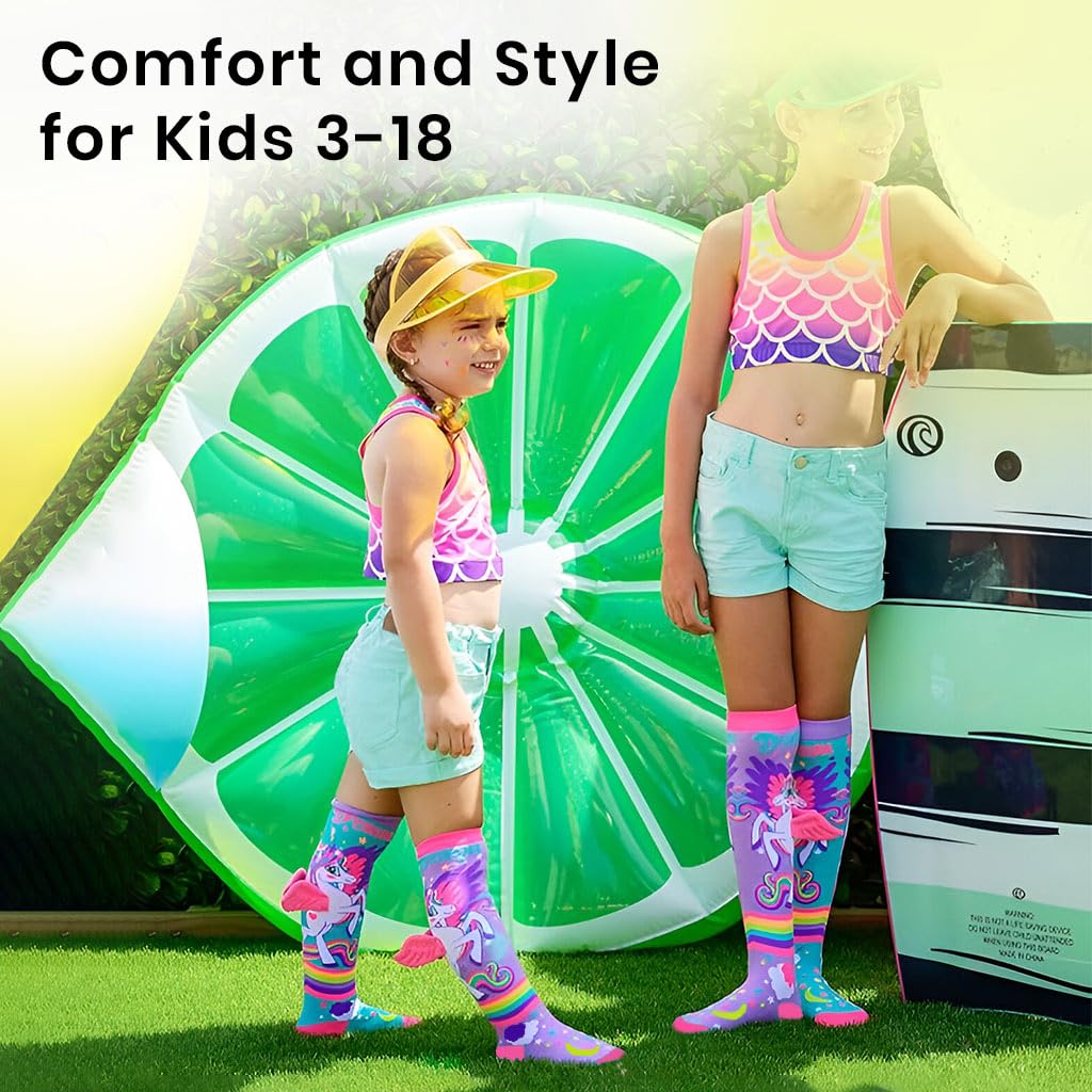 TECPHILE Girls Nylon Knee-High Socks 3D Design Unicorn Printed With Soft Wings Colorful Pony Long Socks For Kids School Girl Super Comfortable And Stretchy - Age Of 3 To 12 Years (1 Pair), Black - Image 7 thumbnail