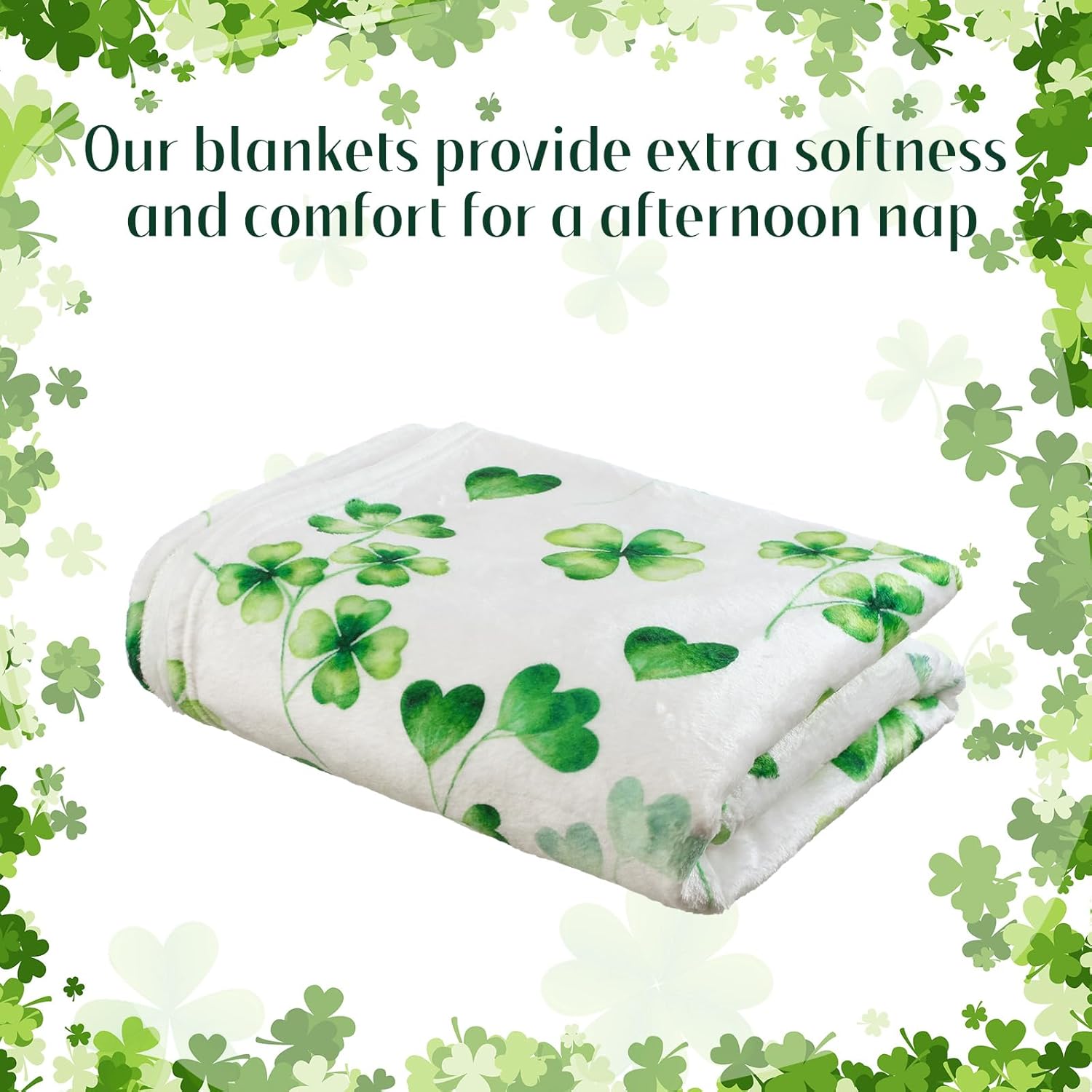 St. Patrick's Day Shamrock Throw Blanket 50"x60" Soft Warm Lucky Irish Clover Plush Flannel Decorative Spring Blanket for Living Room Couch Bedroom Bed, Romantic Gift for Mom Wife Girlfriend - Image 7