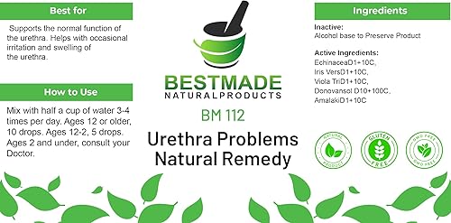 Miniatura 8 de Bestmade Remedio natural para inflamación uretra BM112 - Apoyo natural para comodidad y salud urinaria, gotas de 1.0 fl oz