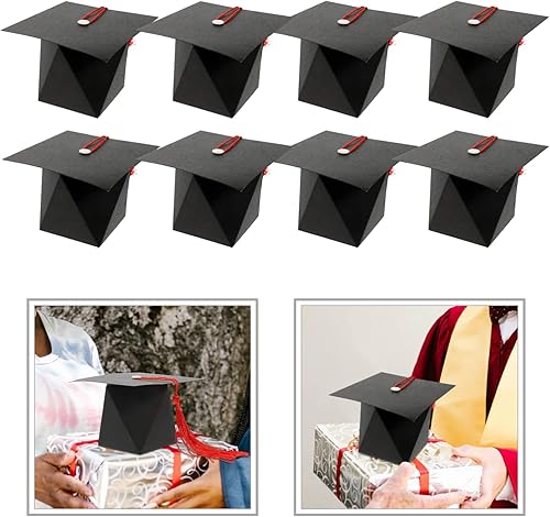 Miniatura 6 de PRETYZOOM 50 cajas de graduación 2025 suministros para fiesta de graduación, cajas de dulces en forma de gorra de doctorado