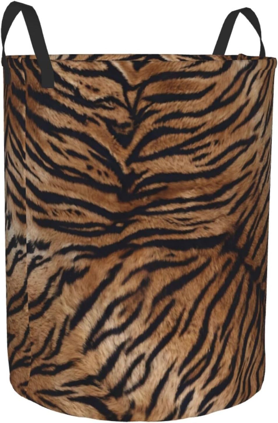 Tiger Texture Round Laundry Hamper Natural Animal Skin Print Storage Basket Toys Clothes Organizer Bin For Home Bathroom Bedroom Dorm Nursery, 62l