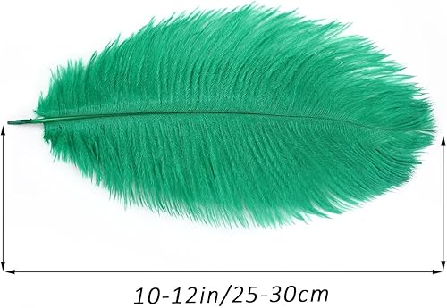 Miniatura 2 de Hollosport 30 plumas de avestruz verde a granel de 10 a 12 pulgadas, plumas naturales suaves para centros de mesa del Gran Gatsby y fiesta de boda,