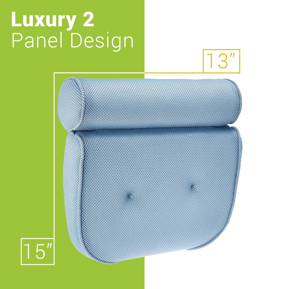 BodyHealt Home Spa Bath Pillow - Grip Suction Bath Neck pillows for Back, Head & Shoulders. Bathtub Pillow for Hot tub, Jacuzzi & Spa. Ergonomic Luxury Mesh Cushion for Men & Women. 2 Panel Spa Pillow
