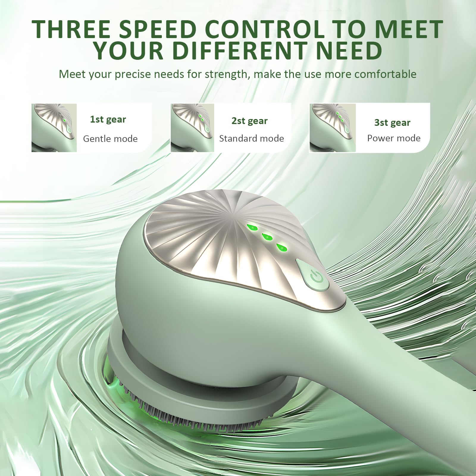 Spazzola Schiena Doccia Elettrica,Spazzola Doccia Elettrica Ip67,Con Manico Lungo,Rotazione 360°,6 Testine,3 Velocità,Spazzola Elettrica Corpo Per Esfoliante,Migliora La Circolazione,Anti Cellulite