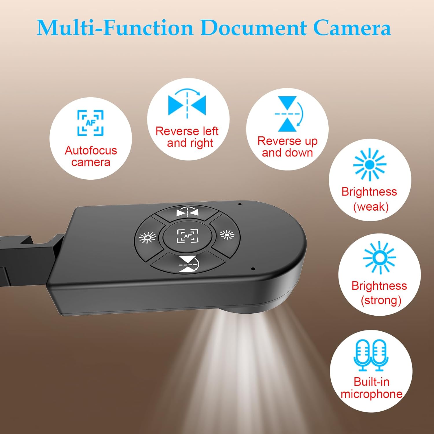 8MP Document Camera, Doc Camera, USB Webcam for Teachers and Classroom, for A3 A4 Size, Built-in Mic, LED Light, Image Inverst, for Windows, Mac, Chromebook, Distance Teaching