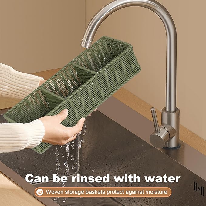 Organizador para Baño de Resina Resistente al Agua, 3 Secciones, Verde miniatura 5