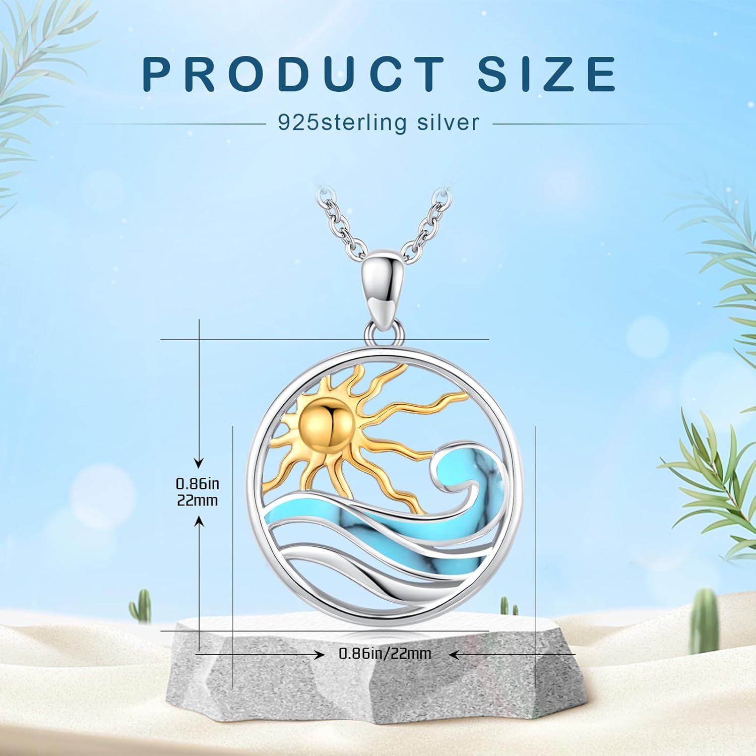 Midir&Etain Ocean Necklace 925 Sterling Silver Blue Opal Necklace Starfish/Flip Flop/Shark Pendant Beach Ocean Jewelry for Women - Image 4