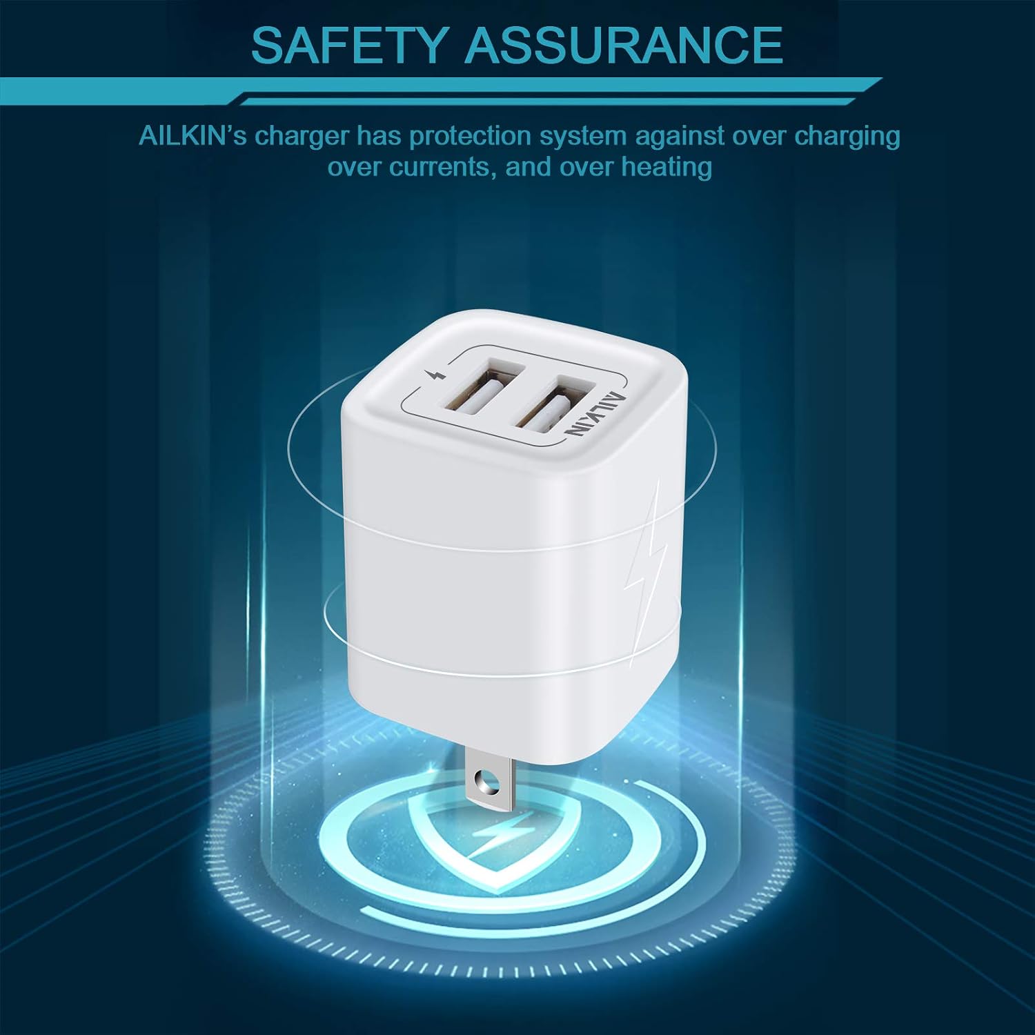 Wall Charger USB Charger Block, 2.1A 2-Muti Dual MultiPort Plug AC Power Adapter Fast Charging Cargador Box Base Brick for iPhone 14 13 12, Samsung Galaxy, Google Pixel, Moto, LG, Kindle, Charge Cube