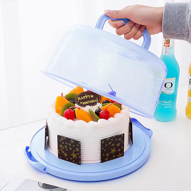 Hangrow 10 Inch Cake Box, Round Cake Stand with Lid and Handle, Good Sealing Cake Carrier for Any 6-10 Inch Cake Storing