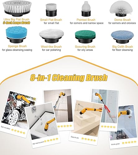 Miniatura 7 de Qimedo Cepillo giratorio eléctrico extra grande Q3,6000 mAh, el mejor limpiador de batería para limpieza, cepillo de limpieza inalámbrico de ducha