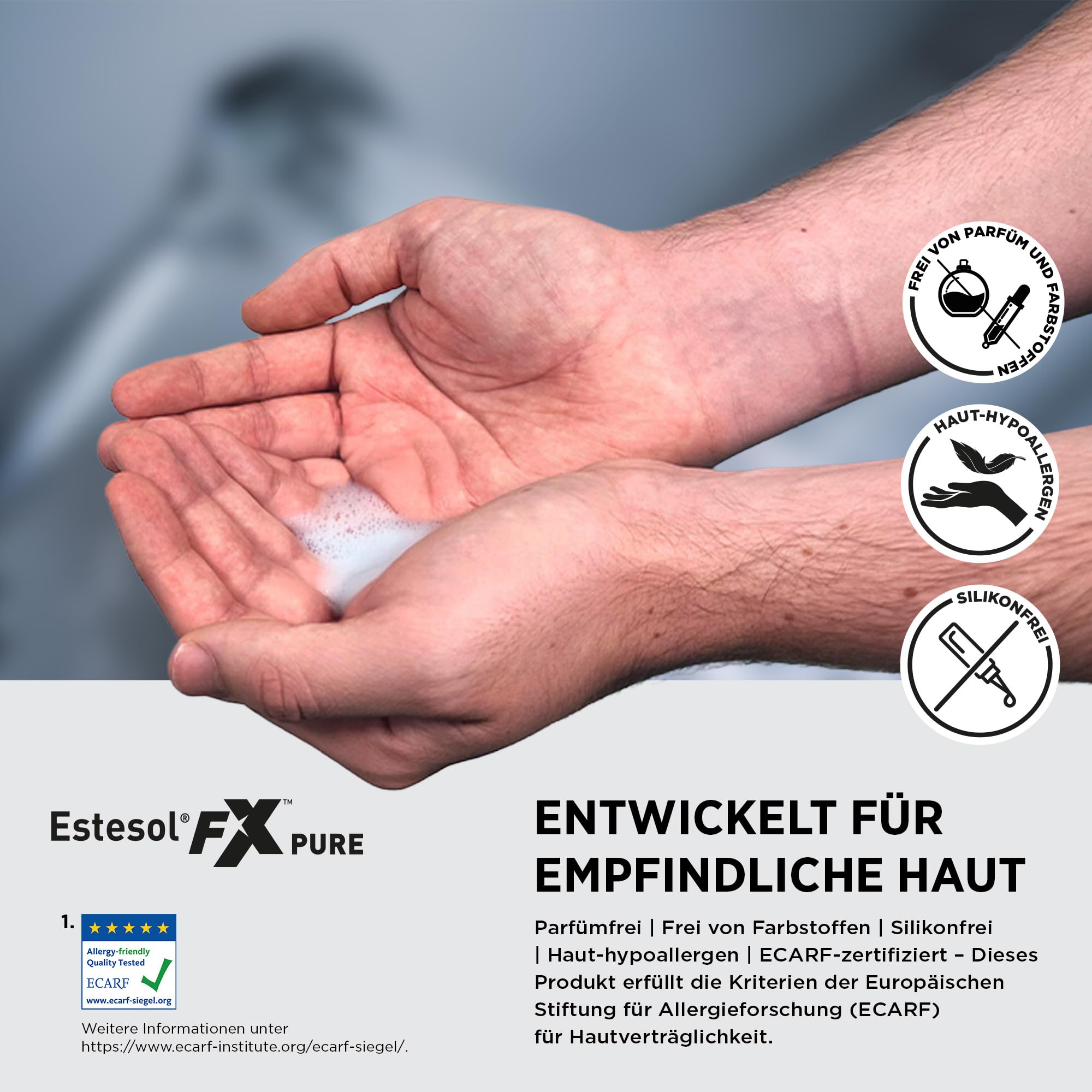 SC Johnson Professional Estesol FX Pure – Lösemittelfreier Power-Schaumhandreiniger – Für leichte bis mittlere Verschmutzungen – Parfümfrei – Kartusche 1 L – Für gewerbliche Anwendung