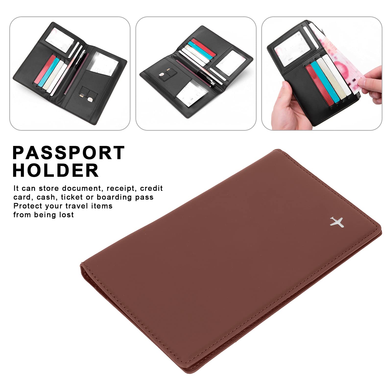 Cocoarm Porta Passaporto Portafoglio da Viaggio in Pelle PU con Blocco Antifurto Organizzatore di Documenti di Viaggio 11,5 X 18,8 X 0,5 Cm per Carte Passaporto Biglietti Contanti Viaggiatori (-50#)
