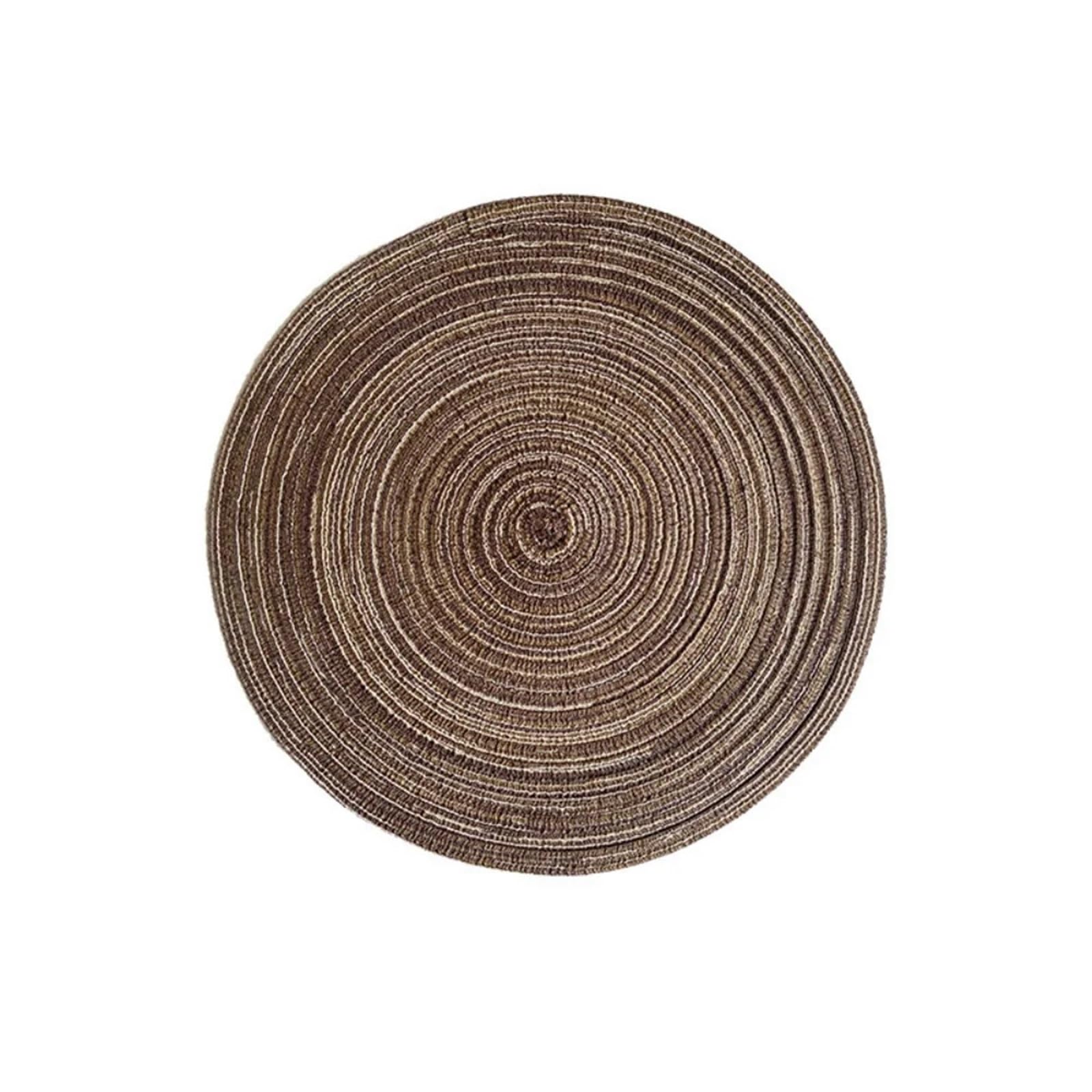 Cotton Coasters 4pcs Round Ramie Imitation Cotton Yarn Woven Anti Scald Insulation Dish Mat Household Table Coaster(Coffee color)