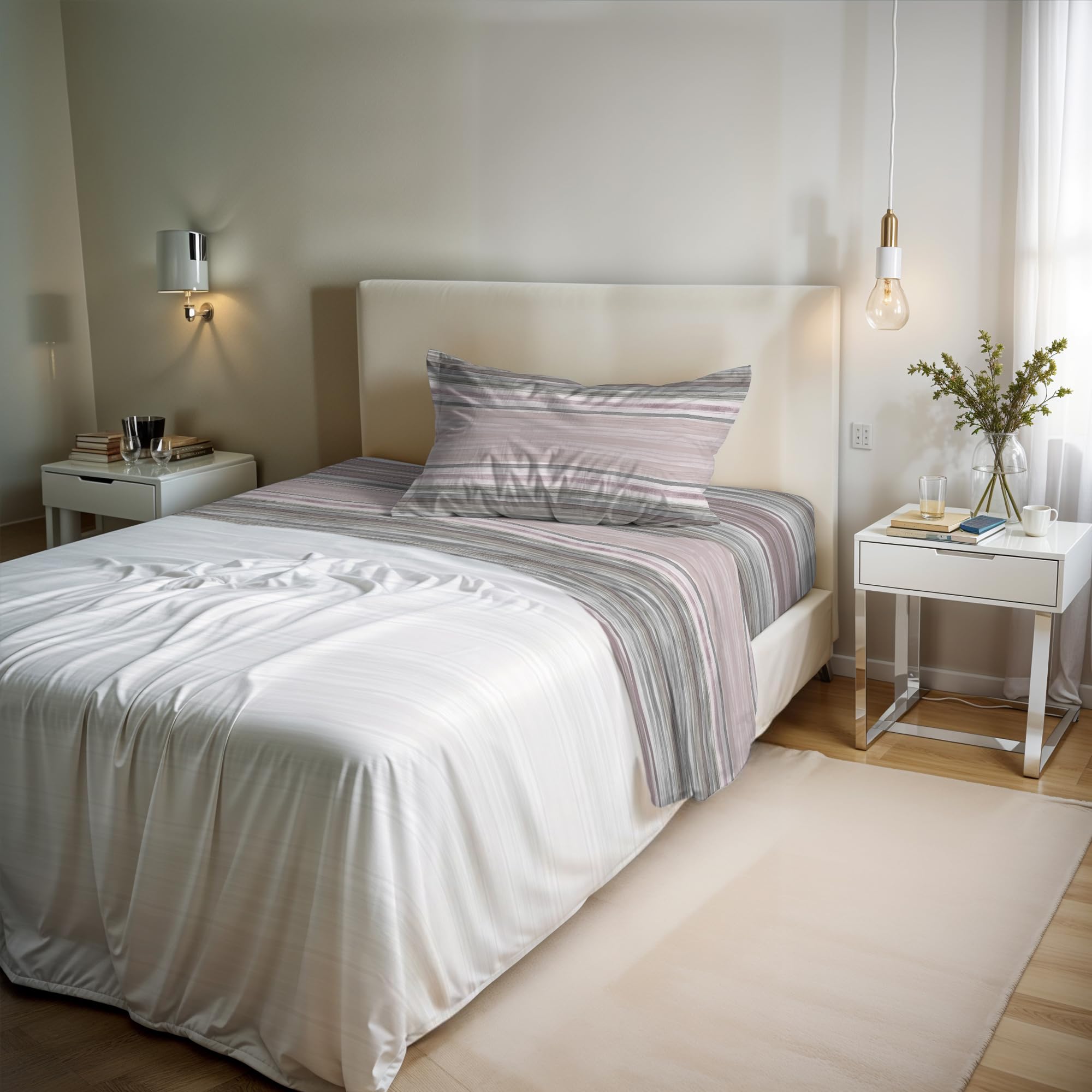 River Cotton Single Bed Sheet Set, Made in Italy – Complete Bed Set, Fitted Sheet, Top Sheet 90 x 200 cm and Pillowcase with Inner Flap (Single, Rio Gold)
