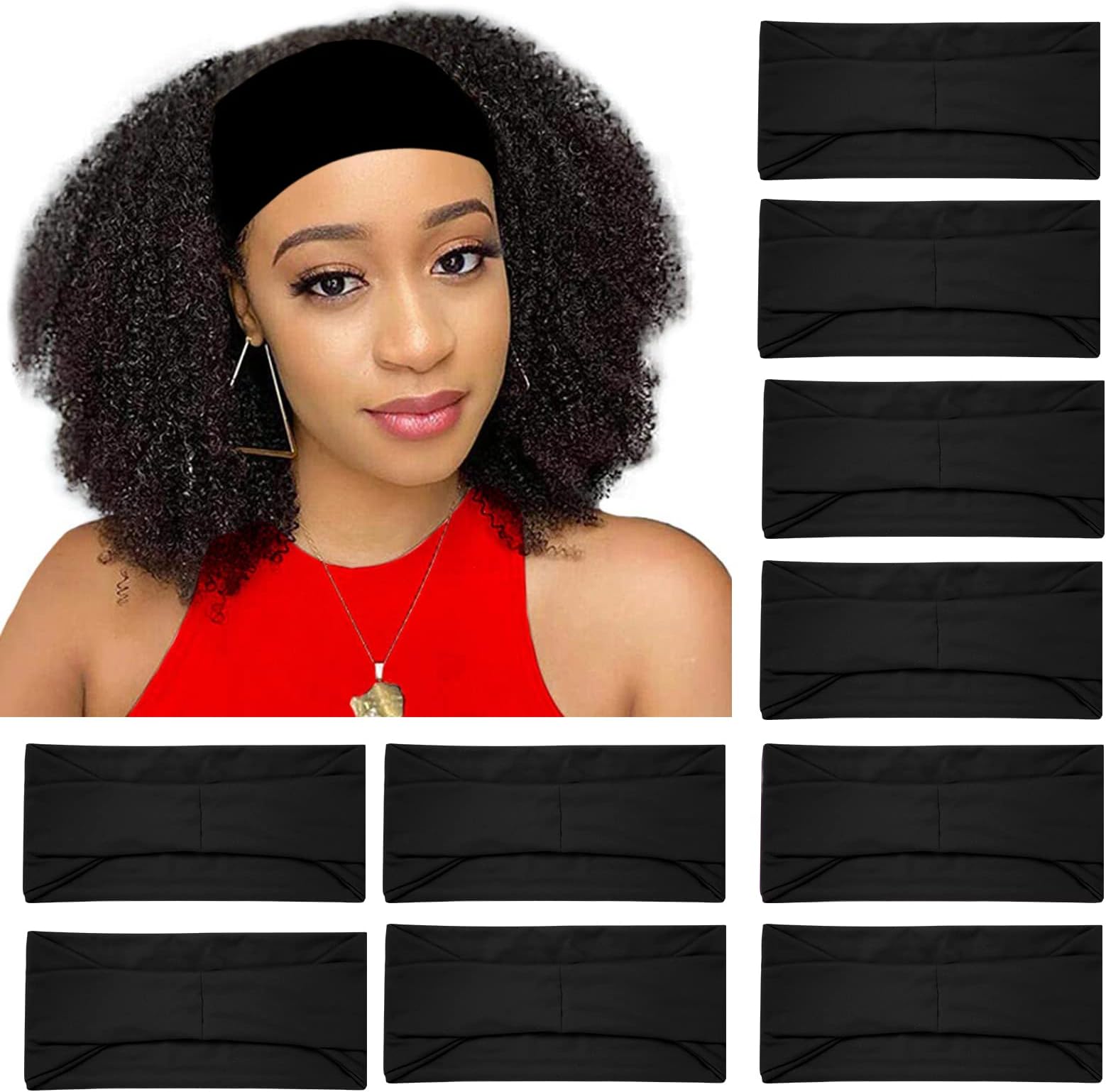RITOPER 10 Pack Wide Headbands for Women Girls, Workout Yoga Running Womens Headbands Boho Hair Bands for Women's Hair, Non Slip Sweat Head Bands Thick Head Wrap Hair Wrap(solid headbands)