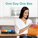 Fullicon Moisture-Proof Organisateur de pilules 2 fois par jour, Pilulier 2 Fois par Jour avec Silicone Lids, Grande Capacité Am Pm Pill Organisateur, Pill Box 7 Journée pour les vitamines (Black Rainbow)