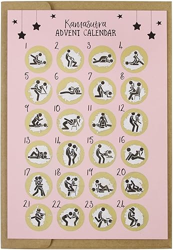CJ&amp;M Advent Calendar Christmas Scratch Card - Advent Calendar - Surprise Funny Rude Christmas Scratch Card - Naughty advent calendar - Postcard for rubbing Advent calendar Kamasutra - Sex Advent
