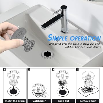 4Pcs Silicone Drain Strainer - Hair Catcher for Shower Drain Protector Durable Hair Strainer Catchers for Bathroom Reliable Hair Filter Stopper Bath Tub Drain Protector for Kitchen & Bathroom