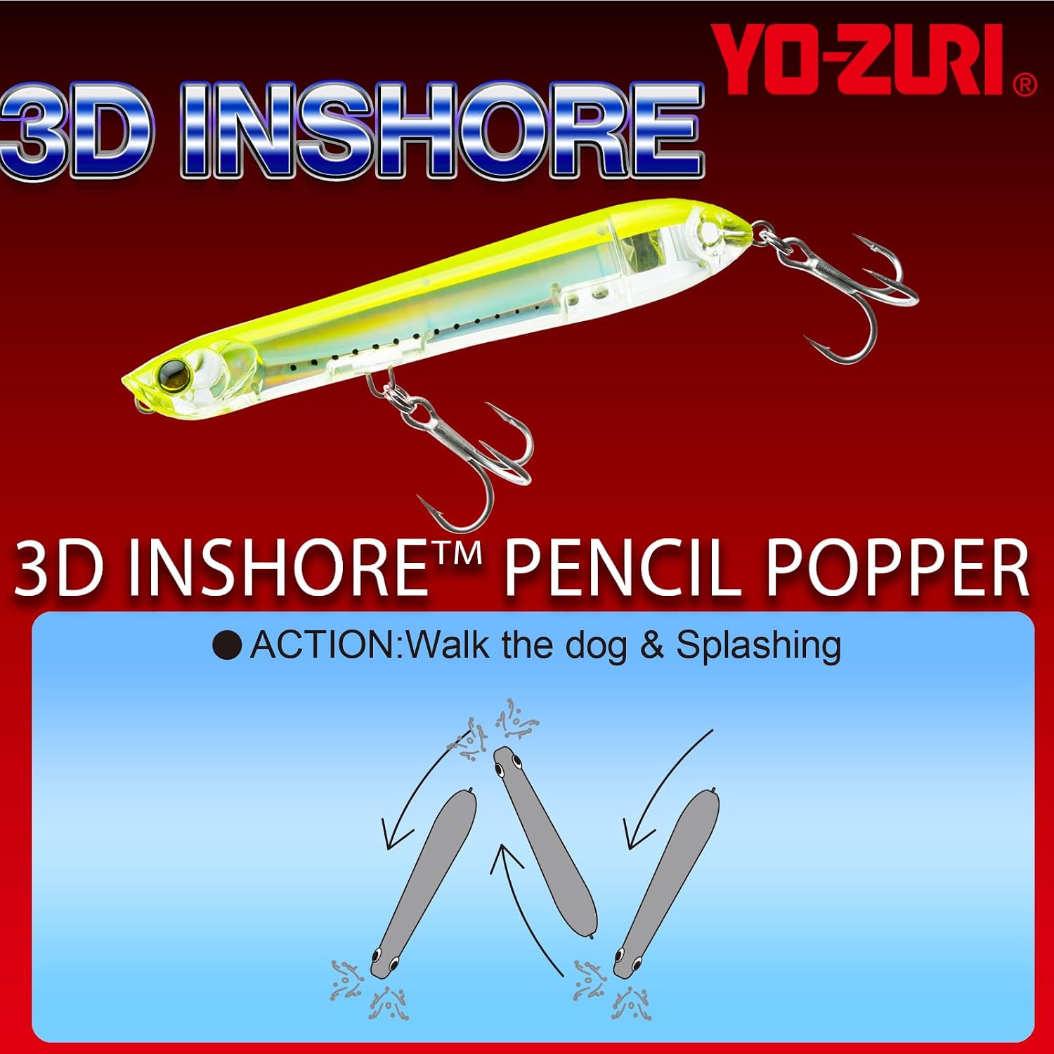 YO-Zuri Salt Lure 3D Inshore Pencil Popper Floating 135mm Color: Bone Silver