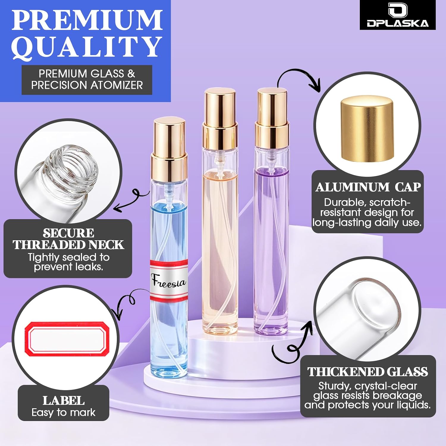 100pcs Mini Glass Spray Bottle 10ml Perfume Atomizer - Gold Sprayer