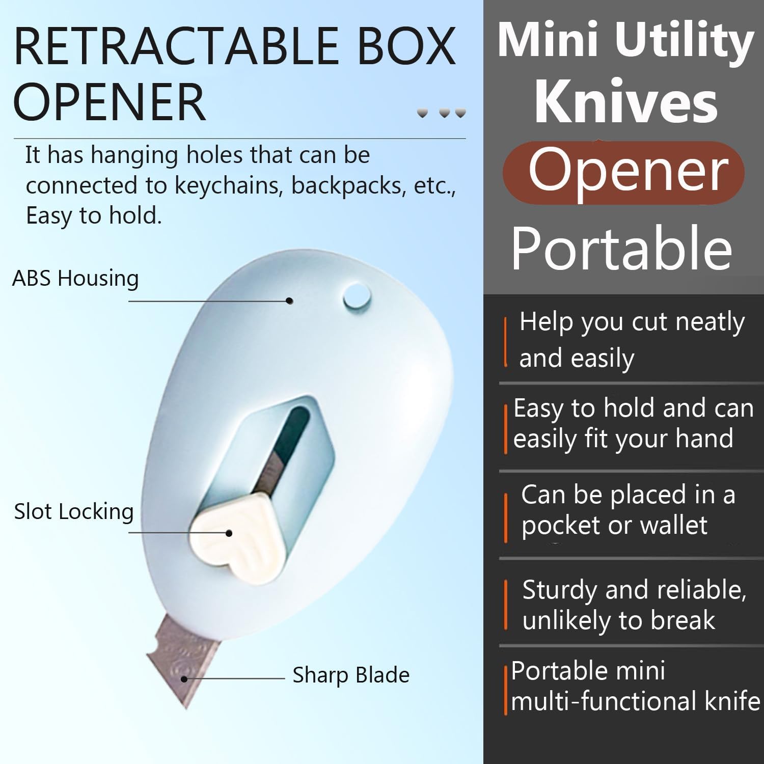 AKOAK 4 Pcs Mini Carry-on Small Box Cutter Durable Paper Cutting Small Knife Cute Sharp Envelope Opening Knife Retractable Utility Knife Suitable for Office and Home Use（random color）