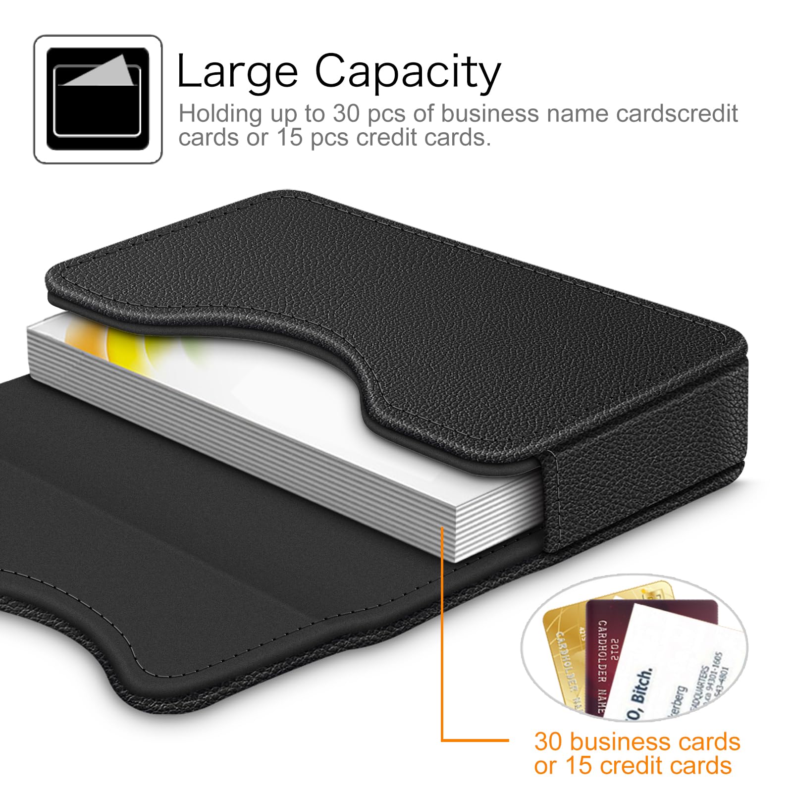 FINTIE Tarjetero de Comercial/Cartera de Tarjeta Crédito - Universal Organizador Tarjeta Exterior Sintético con Cierre Magnético, (*Negro)