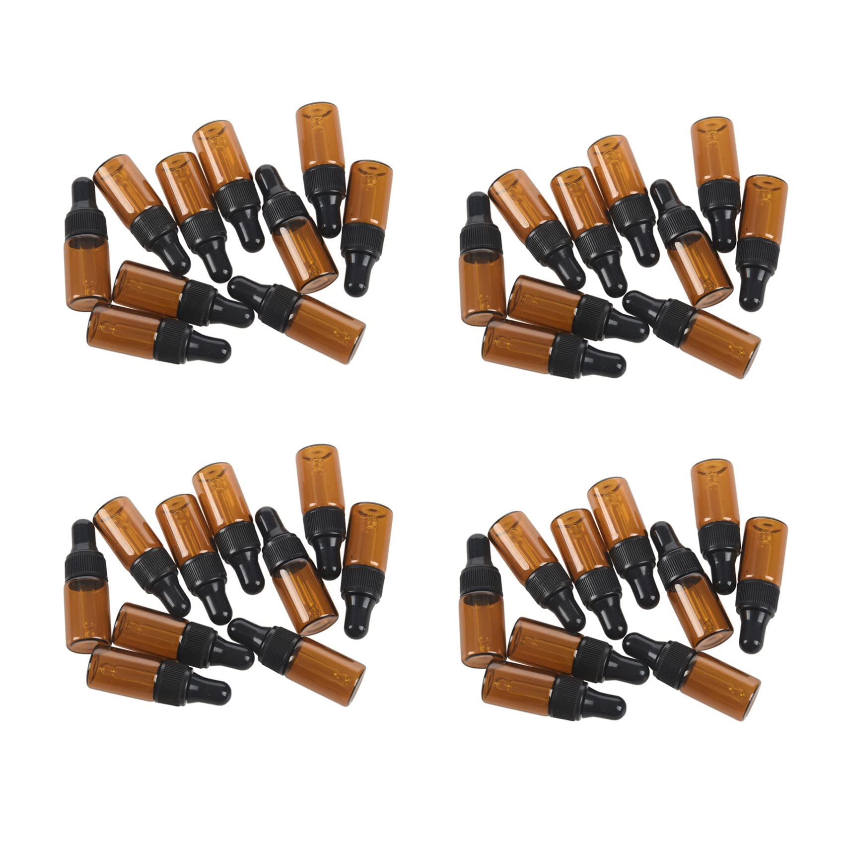 Jnchdghwa 40Pcs 3Ml Empty Brown Glass Dropper Bottles with Pipette for Essential Oil