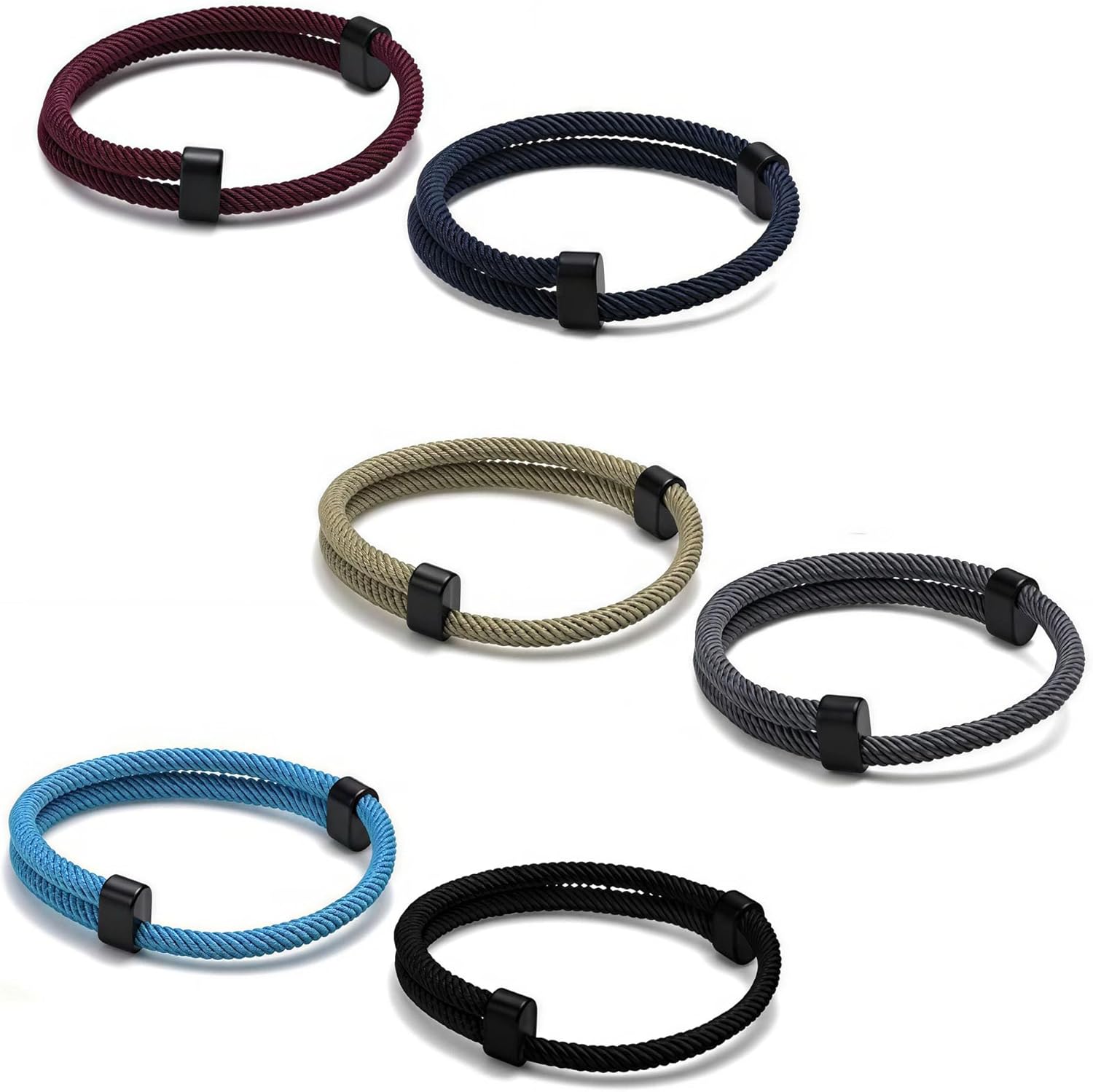 6 Pcs Braided Rope Bracelets Set,...