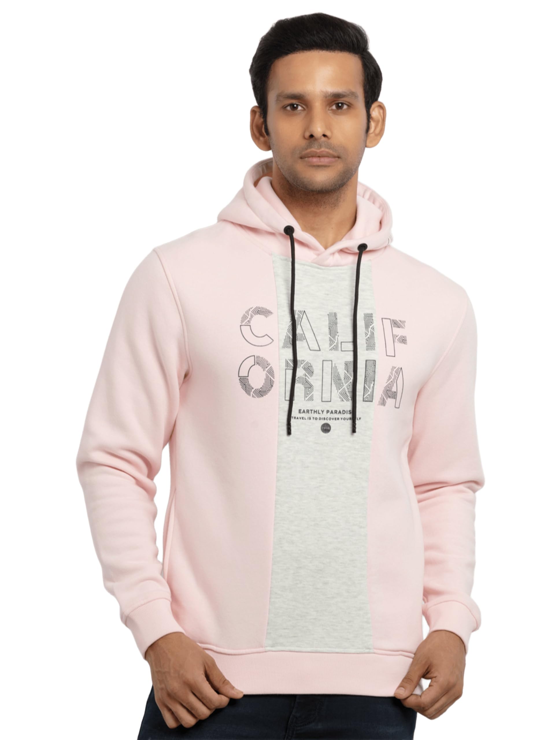 Status Quo Men Pink Colourblocked Typography Print Hooded Sweatshirt-picture-34