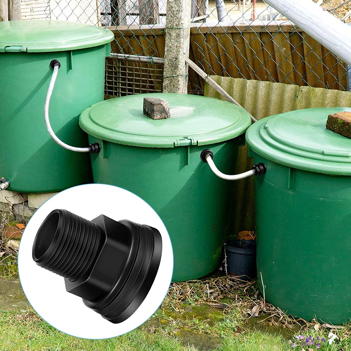6PCS Raccordo per paratia in PVC Connettore per serbatoio dell'acqua a doppia filettatura per paratia 3/4 di pollice maschio 1/2 pollice femmina per botti di pioggia Acquari Serbatoi d'acqua Vasche
