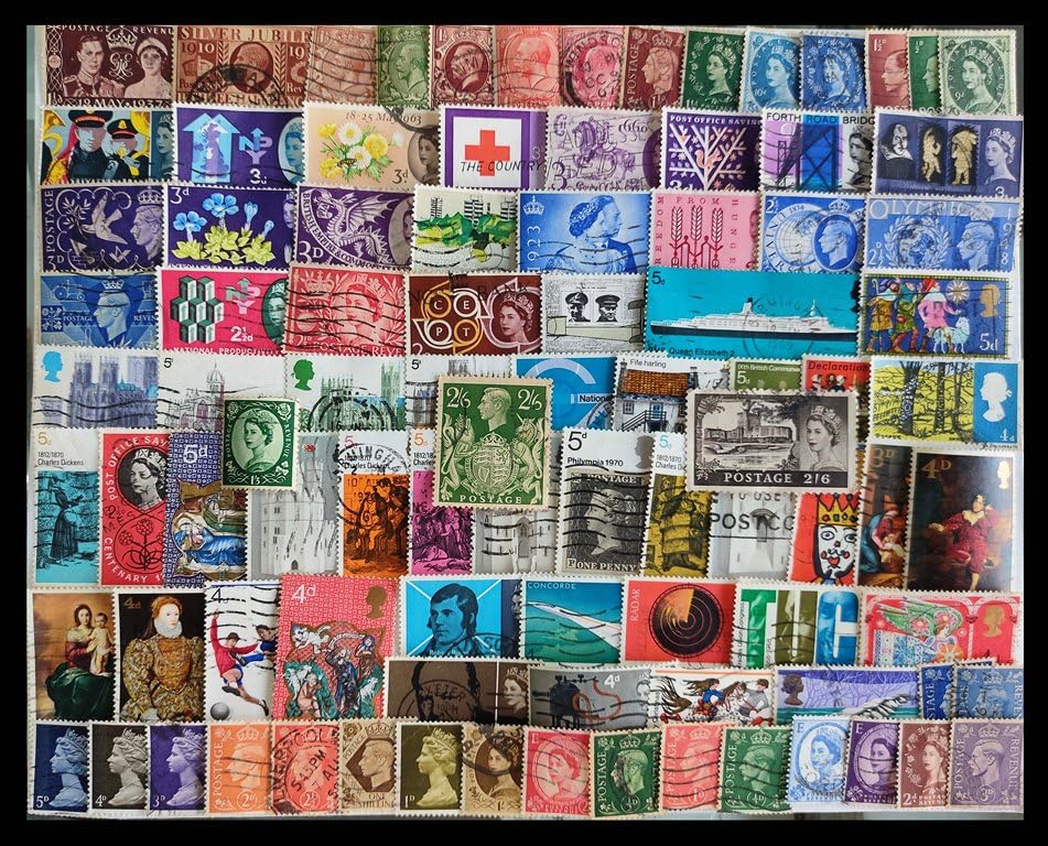 ISC~ Great Britain (1900-1970) - 101 Different Small and Large, Old Stamps, All Genuine Postage Stamps, England Stamps ~ Stampex-image-30