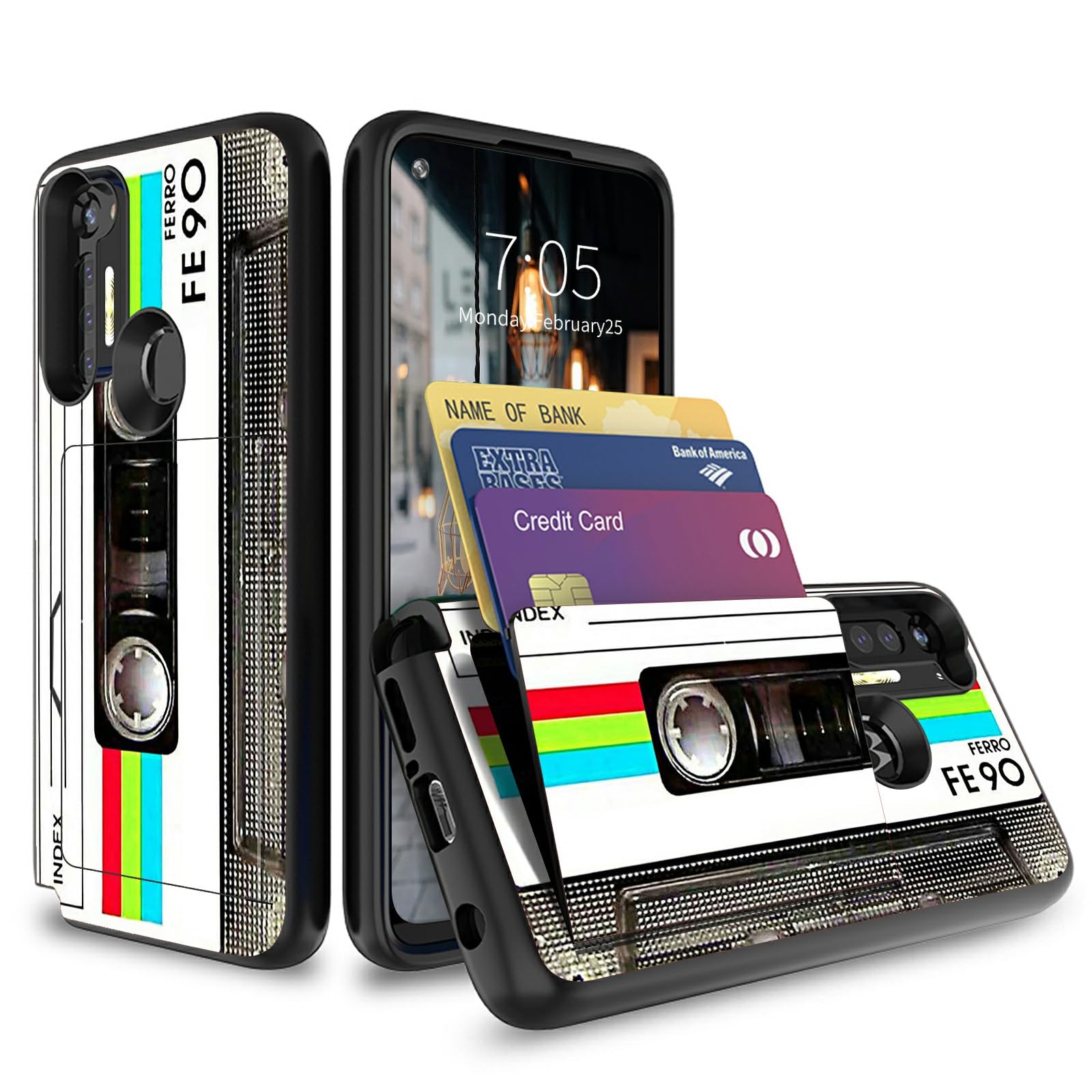 Case for Motorola Moto G Stylus 2020 with Hidden Credit Card Slot Holder Case Dual Layer Hybrid Shockproof Soft Silicone TPU + Anti-Scratch Hard PC