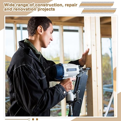 Miniatura 10 de Zonon 3000 unidades de clavos de conector de metal de 1 12 pulgadas, clavos galvanizados para colgar vigas de 34 grados, con cinta de papel de 34