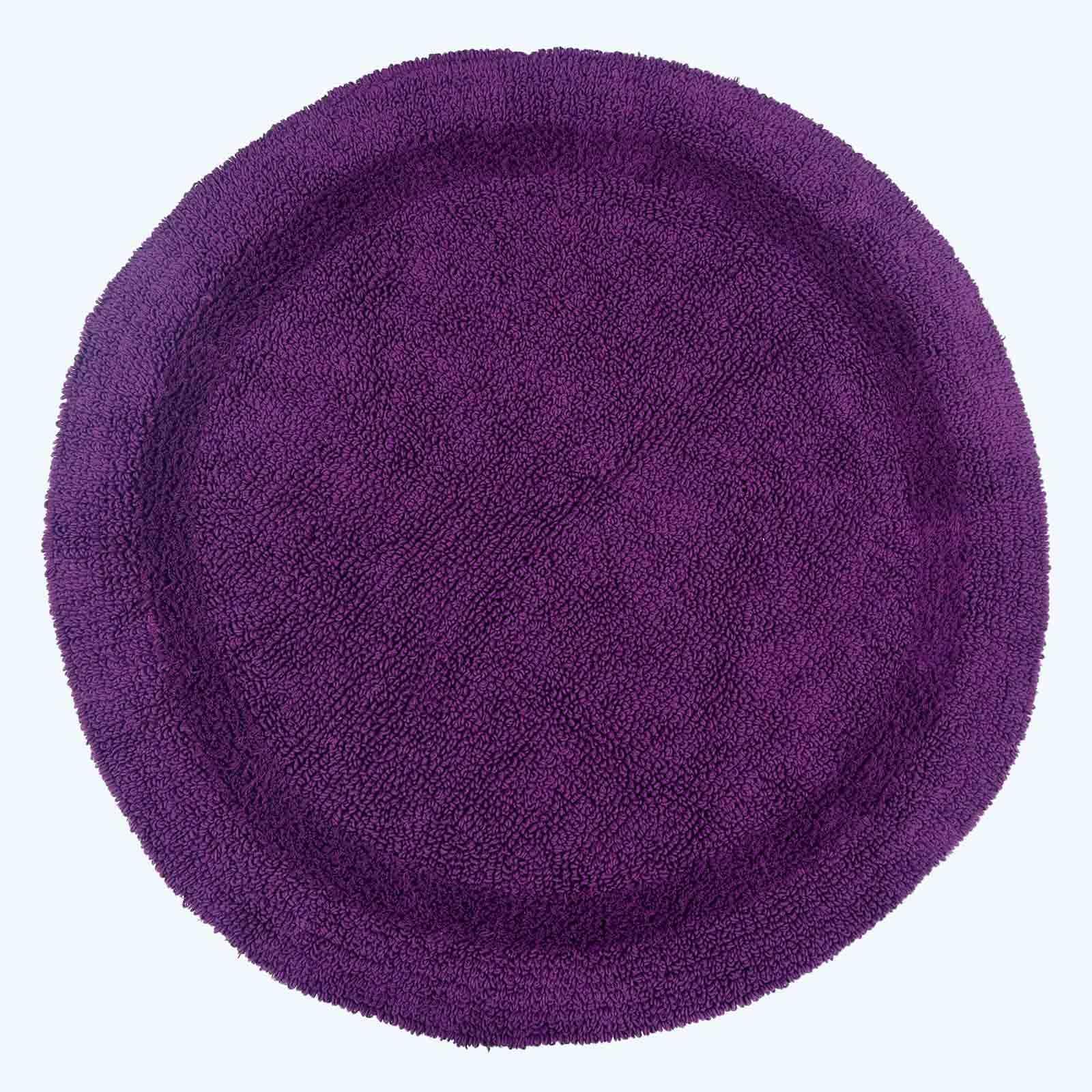 HOMESCAPES Round Bathroom Mat, Luxury 1600gsm Extra Soft 100% Cotton, Reversible Bath Mat Non-Slip, Washable, Super Absorbent, Quick-Dry, Plum Round Bathroom Rug, 80cm