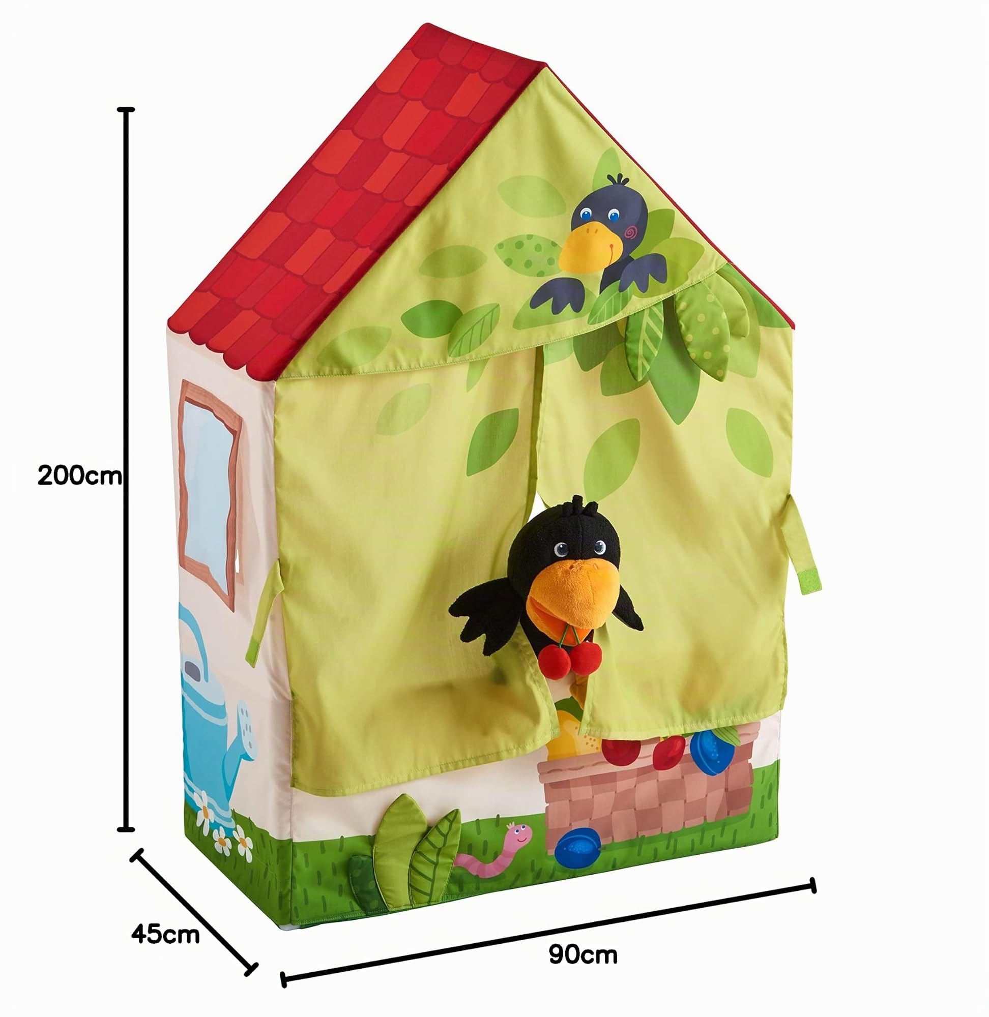 HABA 306184 - HABA Puppentheater Obstgarten, Puppentheater ab 1,5 Jahren (Spielfigur Rabe nicht enthalten)