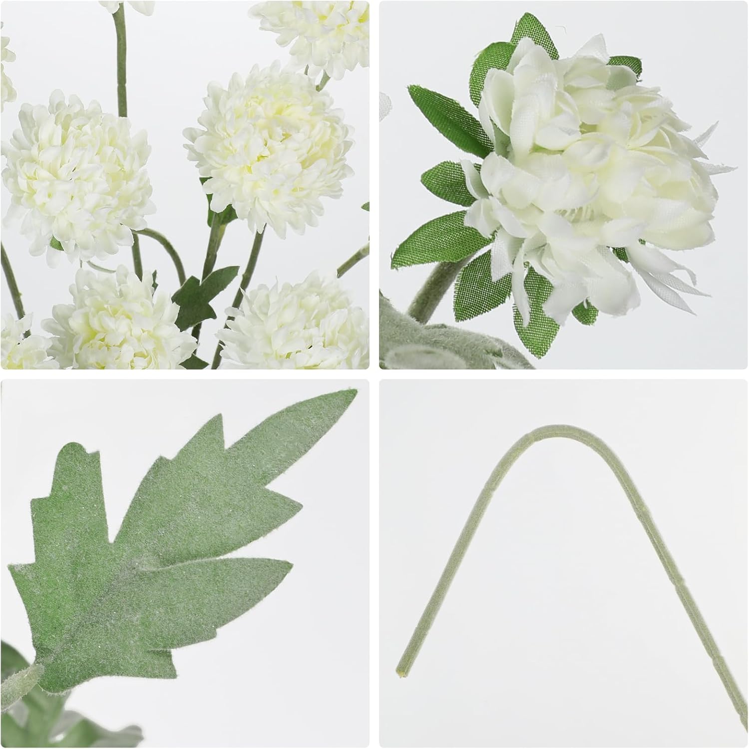 Briful 5PCS Artificial Chrysanthemum Flowers - 27.5'' Tall Faux Mums Floral Stems White Silk Chrysanthemums for Home Wedding Party Bouquet Arrangement Vase Centerpiece Décor - Image 3