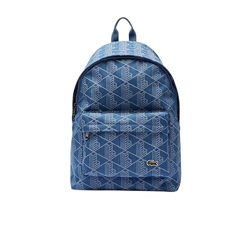 Lacoste Unisex Denim Monogram Backpack, Mono Jacquard Denim, One Size
