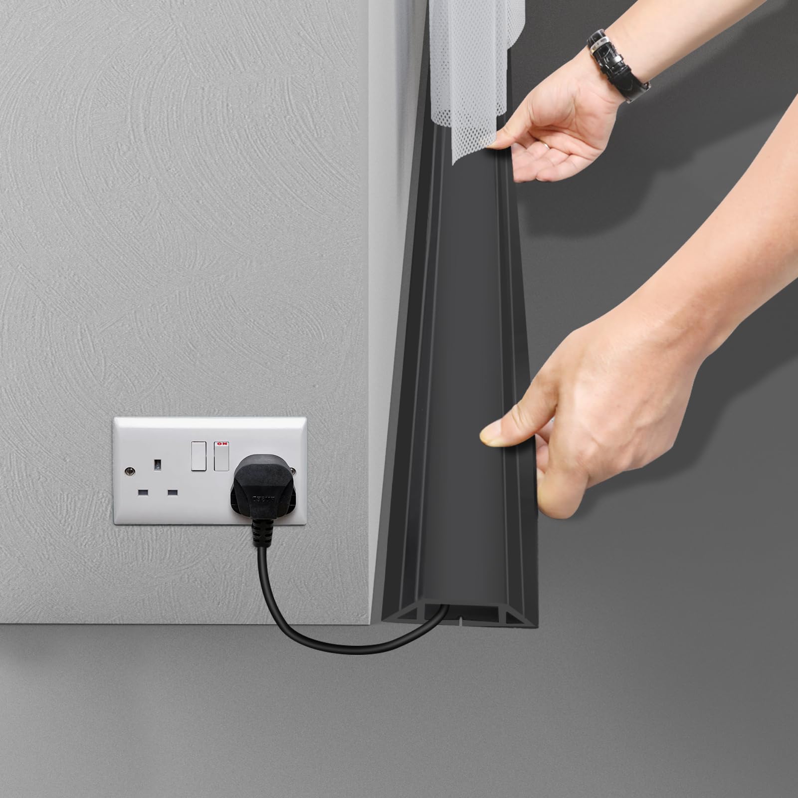 Cubiertas de cable de 10 pies para cables en el suelo, cubierta de cable de PVC resistente, cubierta de cable de suelo fácil de desenrollar, evita peligro de tropiezos para el hogar, la