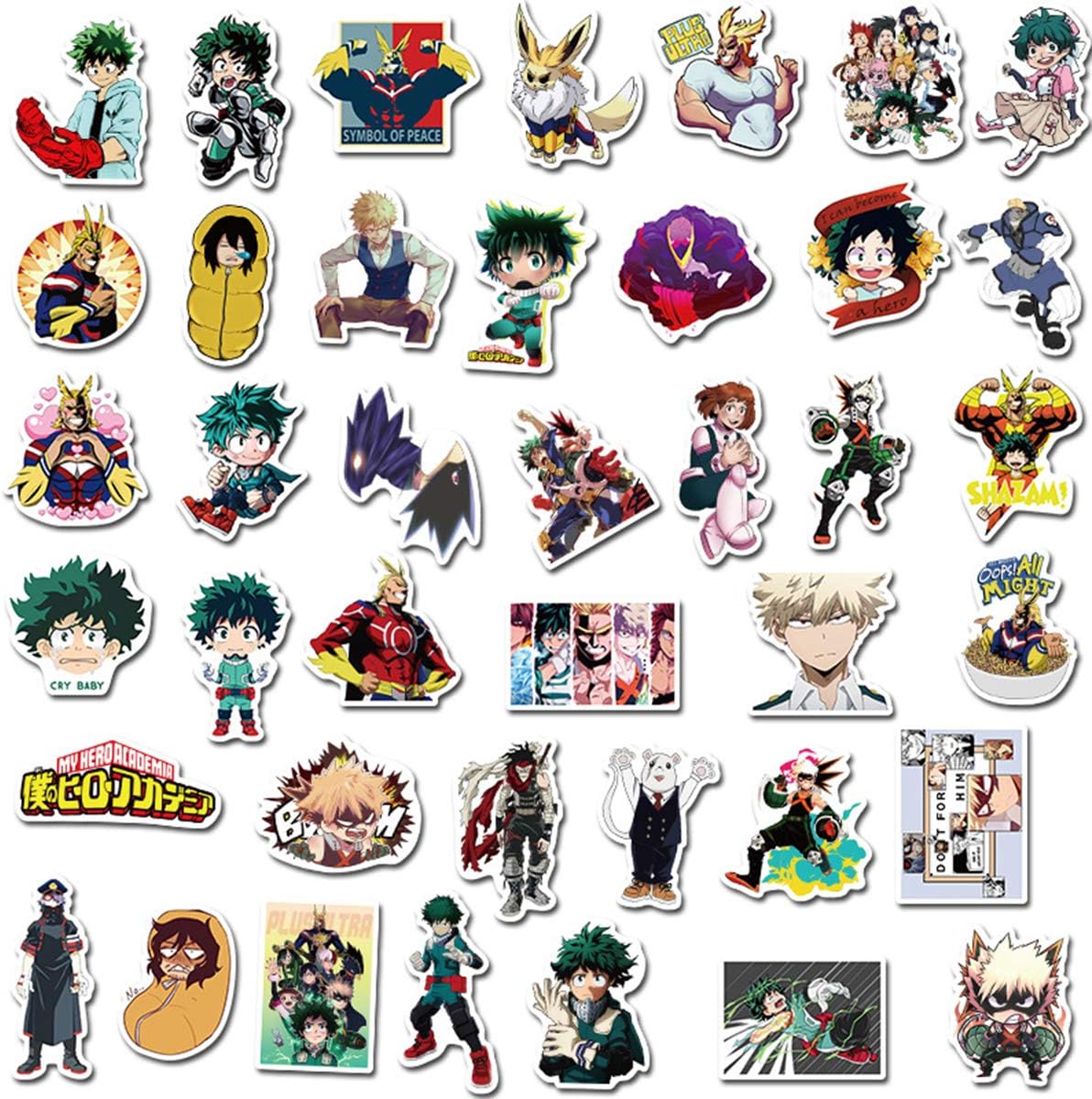 amazon com my hero academia sticker pack of 50 stickers waterproof durable stickers classic japanese anime stickers for water bottles computers laptops toys games