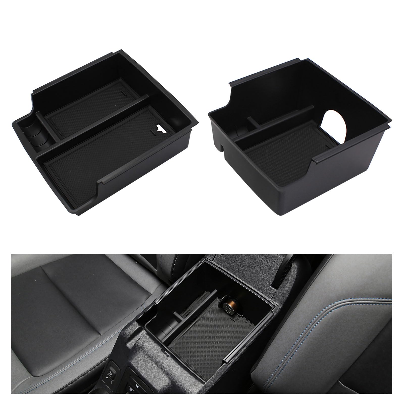 telfairCenter Console Organizer Set, 2PCS Layered Armrest Storage Box Insert Tray with Divided Compartments for 2021 2022 2023 2024 Fo-rd Bronco SUV