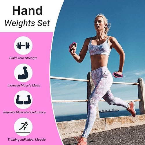 Miniatura 4 de JIANWEI 2 piezas de peso de mano desmontable, juego de pesas para caminar a mano, peso de mancuernas suave con correa de mano, equipo de