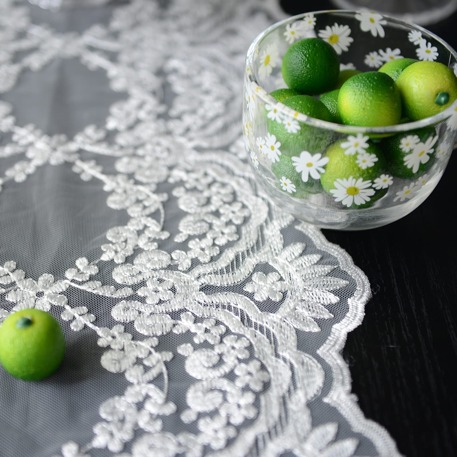 Amazon.com: SUTAVIA Lace Table Runner Embroidered Dresser Scarf, Classic  Rectangular Macrame Tablerunner,for Kitchen Dining Picnic Coffee  Table,Mantel Scarf and Wedding Banquet Home Decoration (White, 12