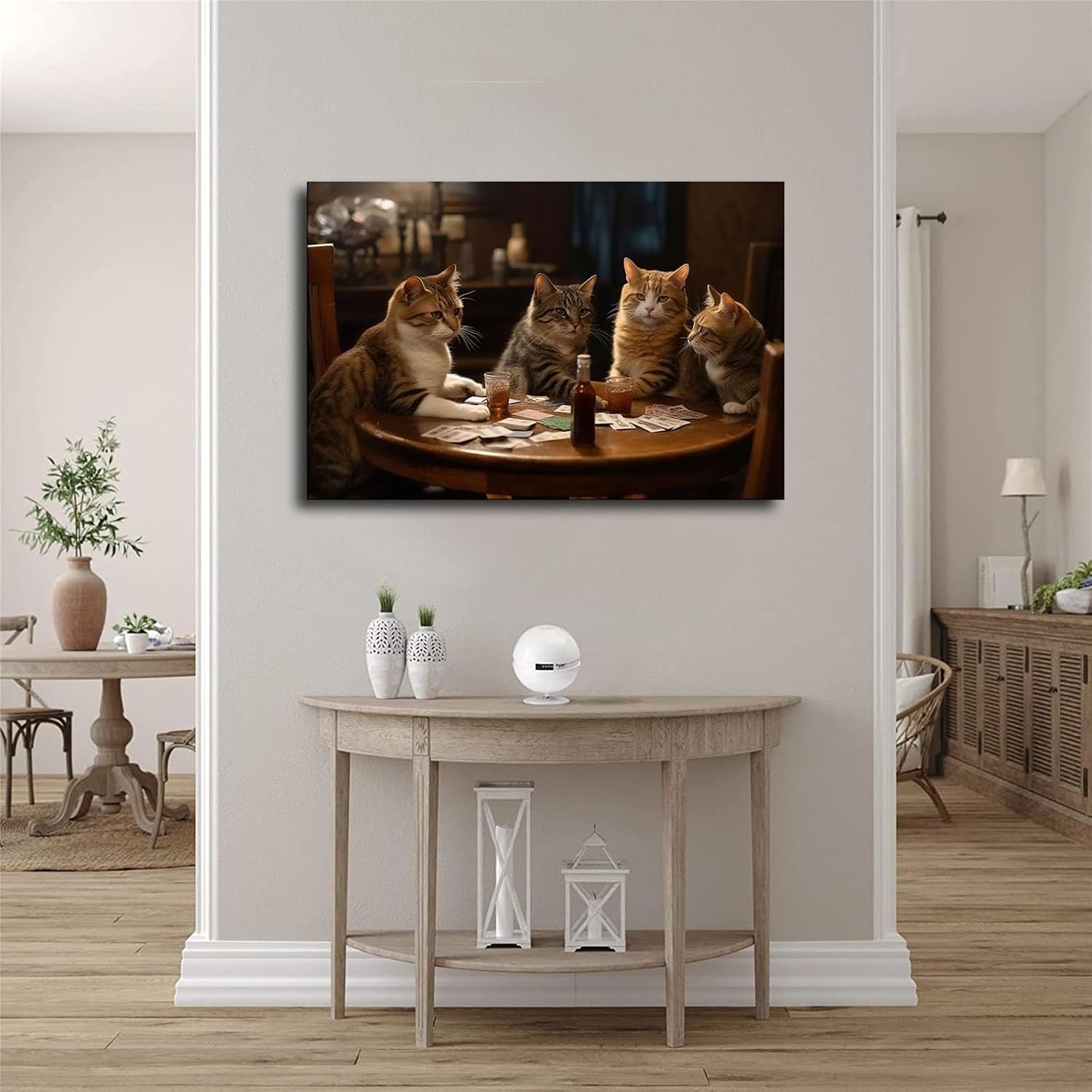 SnOwky Cats Playing Poker Funny Poster -dog Playing Pool Wall Art Picture Home Decor- Great Home Decor for Game Room or Man Cave - Awesome Gift for Animal Lovers (08x12inch-Framed) image 3