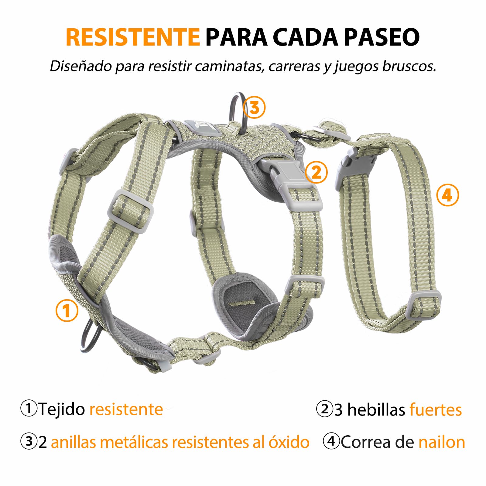 Huntboo Arnes Antiescape Perro Pequeño Mediano Grande, Arnés Antitirones para Perros, Reflectante, Duradero, Chaleco Ajustable y Transpirable para Paseos y Entrenamientos (Verde Militar,M)