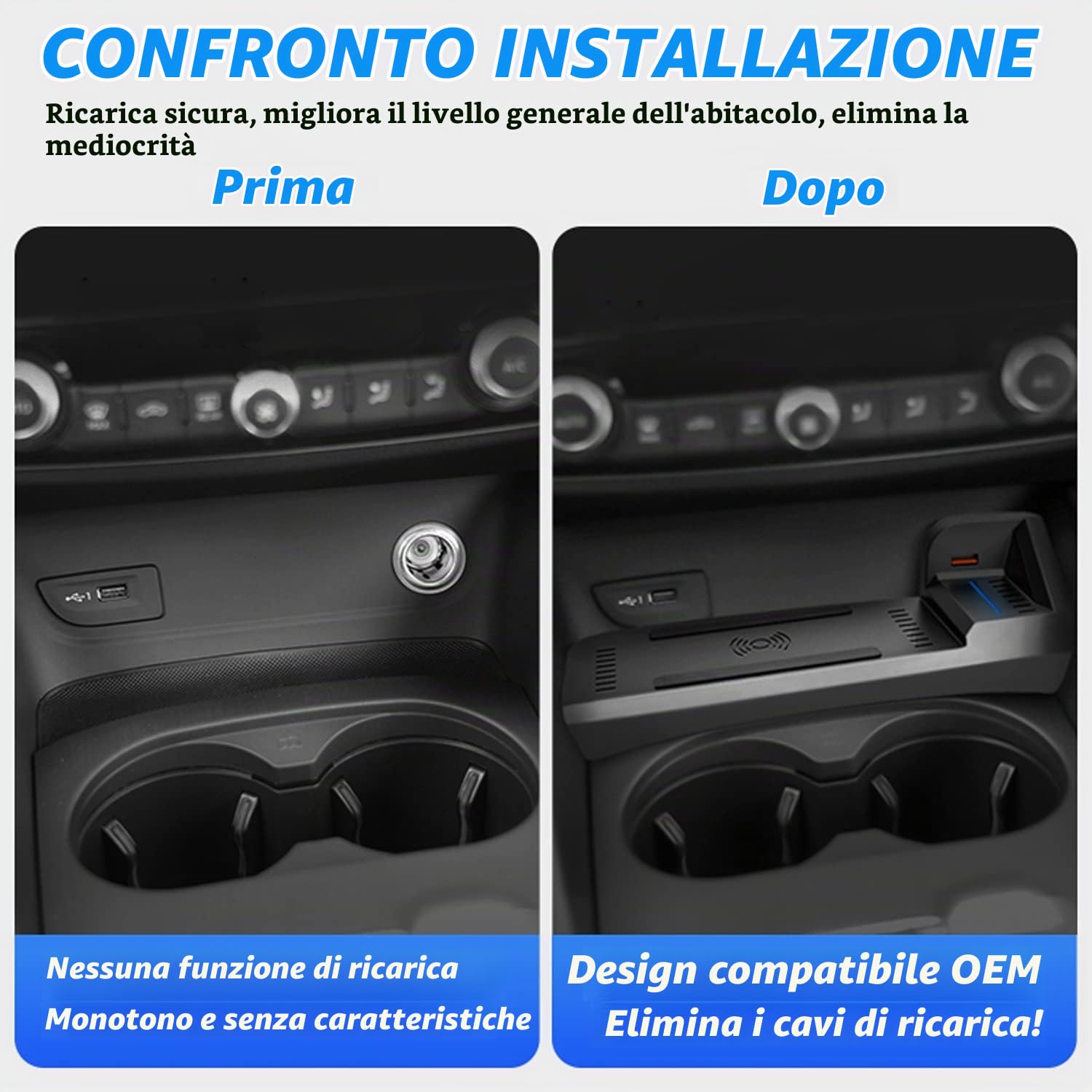 Caricabatteria da Auto Wireless per Audi A3 S3 RS3 2014 2015 2016 2017 2018 2019 2020, 15W Rapida Ricarica Telefono Pad per Audi A3 Console Centrale Accessori, Regalo per Audi Possessori