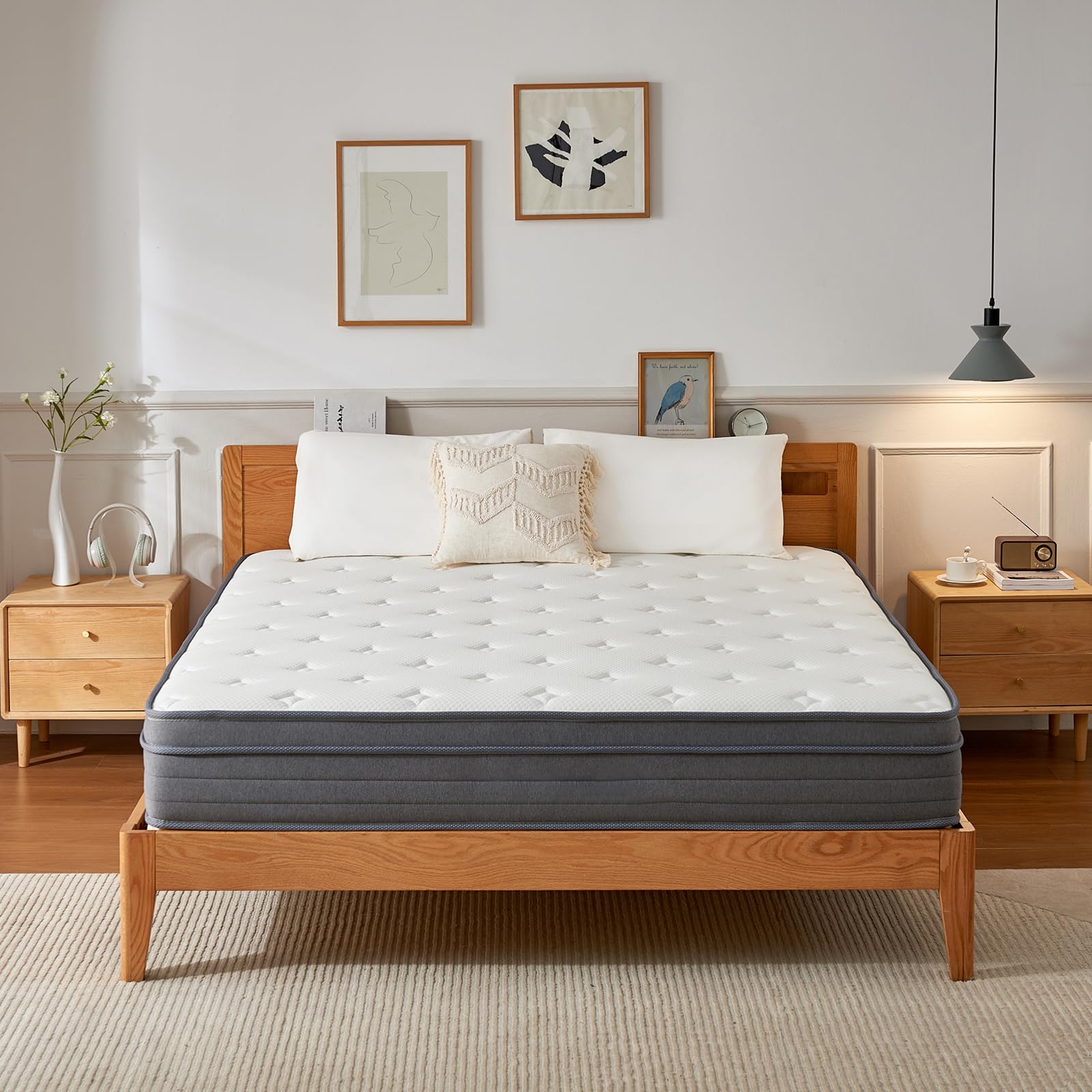 Photo 1 of Gojef home King Size Mattress, 10 Inch Hybrid Memory Foam Mattress in a Box with Pocket Springs, Medium Firmness, Pressure Relief & Motion Isolation, CertiPUR-US Certified