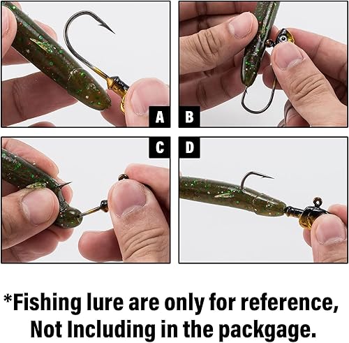 Miniatura 8 de Dr.Fish Paquete de 10 cabezas de plantilla Swimbait, cabezas de plantilla de pesca de agua salada, plantillas planas, ojos 3D, ganchos de acero de