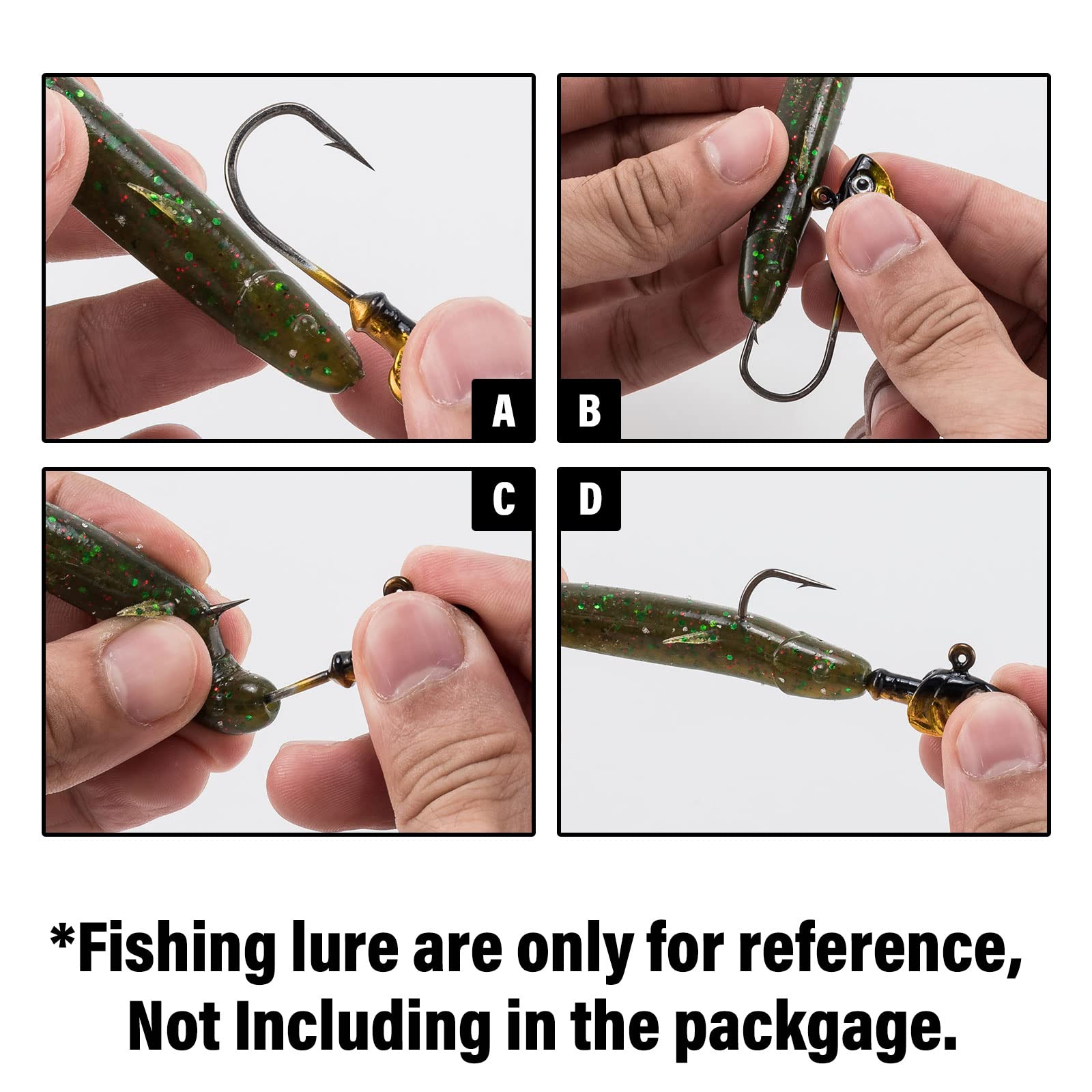 Dr.Fish 10 Cabezas plomadas para Pesca de Agua Salada, Ojos 3D, anzuelos de Acero de Alto Carbono, señuelo para Bar, Surf, Pesca, fletán, pompón, Bar