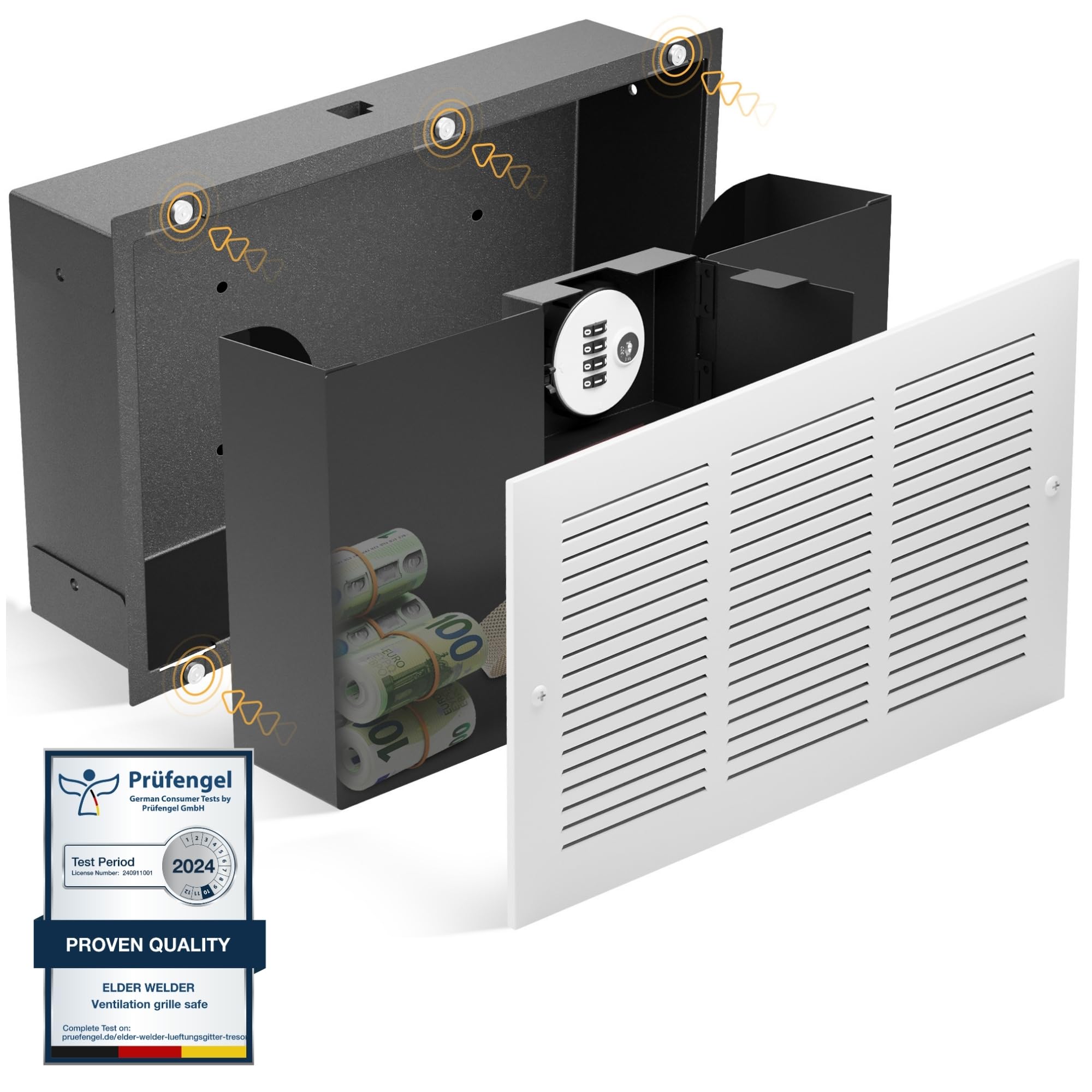 Elder Welder® Hidden Wall Safe with Air Vent Cover | Easy to Install | Combination Lock | Fits Perfectly Between 16" Studs | Hidden Safe for Money (Premium - Combination Lock)