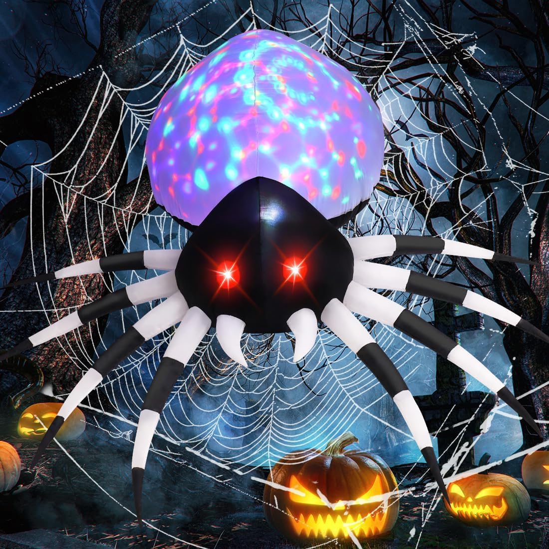 GOOSH 6 ft Halloween Inflatable Spider with LED Lights